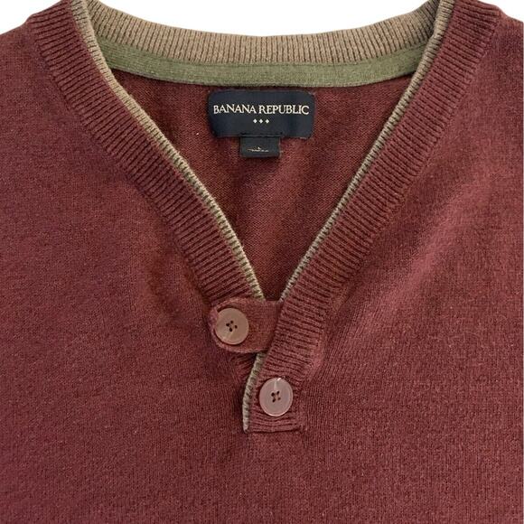 Banana Republic Men’s Pullover 100% Cotton Sweater Red/Maroon Size Large - Picture 2 of 13